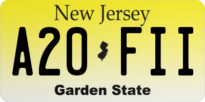 NJ license plate A20FII
