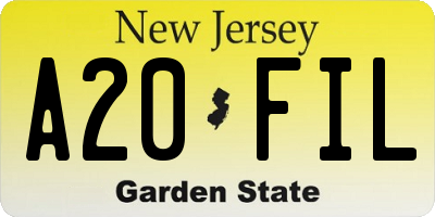 NJ license plate A20FIL