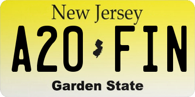 NJ license plate A20FIN