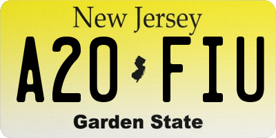 NJ license plate A20FIU