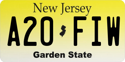 NJ license plate A20FIW