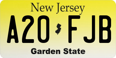 NJ license plate A20FJB