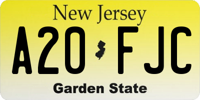 NJ license plate A20FJC