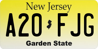 NJ license plate A20FJG