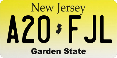 NJ license plate A20FJL