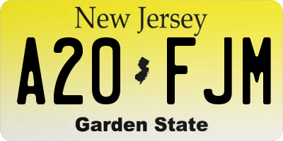 NJ license plate A20FJM