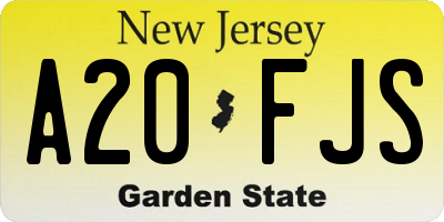 NJ license plate A20FJS