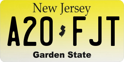 NJ license plate A20FJT