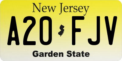 NJ license plate A20FJV