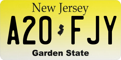 NJ license plate A20FJY