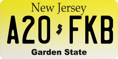 NJ license plate A20FKB