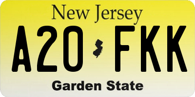 NJ license plate A20FKK