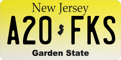 NJ license plate A20FKS