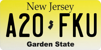 NJ license plate A20FKU