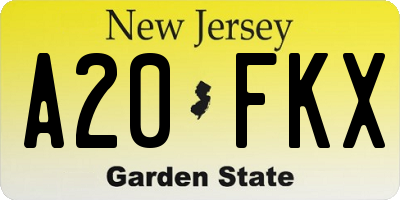 NJ license plate A20FKX