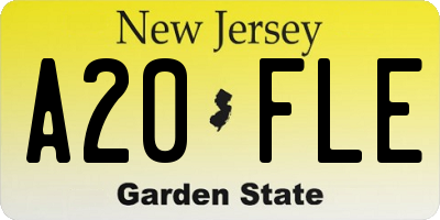 NJ license plate A20FLE