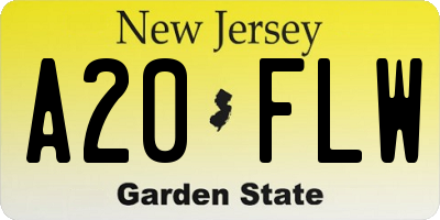 NJ license plate A20FLW