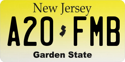 NJ license plate A20FMB