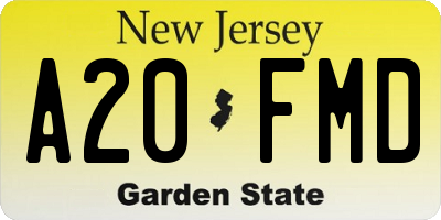 NJ license plate A20FMD