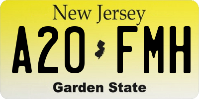 NJ license plate A20FMH
