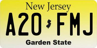 NJ license plate A20FMJ