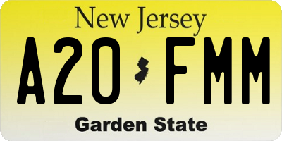 NJ license plate A20FMM