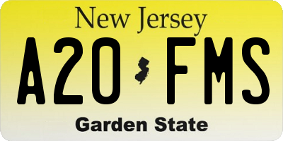 NJ license plate A20FMS