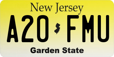 NJ license plate A20FMU