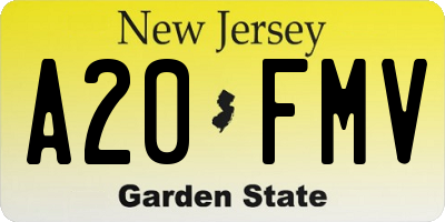 NJ license plate A20FMV