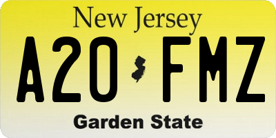 NJ license plate A20FMZ