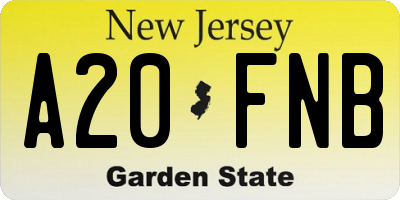 NJ license plate A20FNB