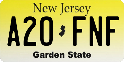 NJ license plate A20FNF