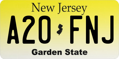 NJ license plate A20FNJ