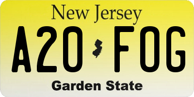 NJ license plate A20FOG