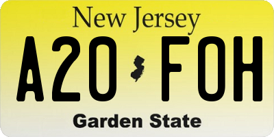 NJ license plate A20FOH