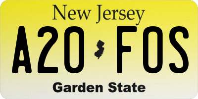 NJ license plate A20FOS