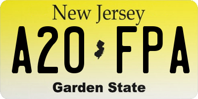 NJ license plate A20FPA