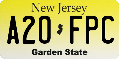NJ license plate A20FPC