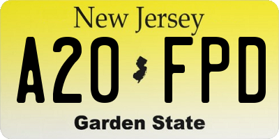 NJ license plate A20FPD
