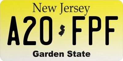 NJ license plate A20FPF