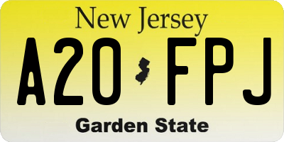 NJ license plate A20FPJ