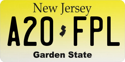 NJ license plate A20FPL