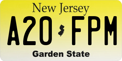 NJ license plate A20FPM
