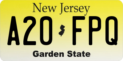 NJ license plate A20FPQ