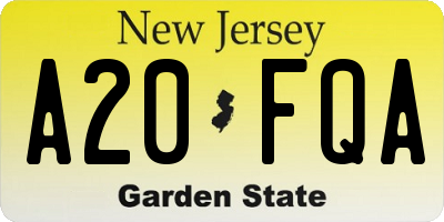 NJ license plate A20FQA