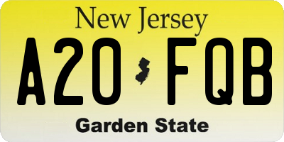 NJ license plate A20FQB