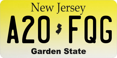 NJ license plate A20FQG