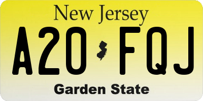 NJ license plate A20FQJ