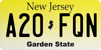 NJ license plate A20FQN