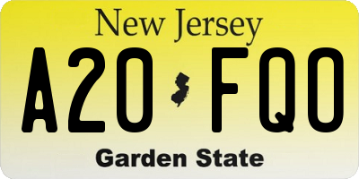 NJ license plate A20FQO